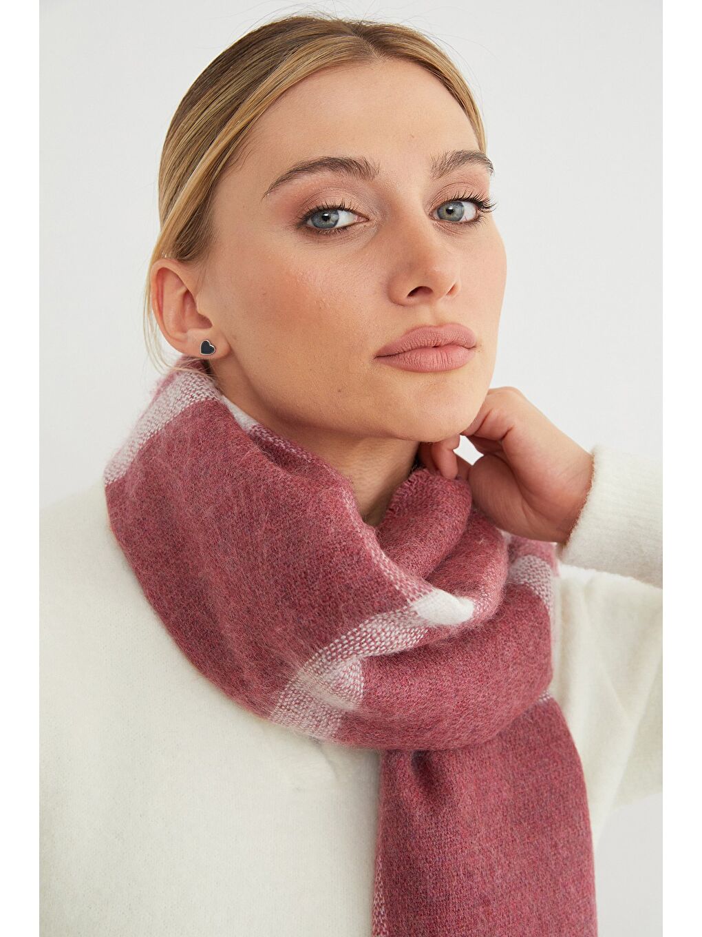 Bordo Ekose Desenli Şal-4