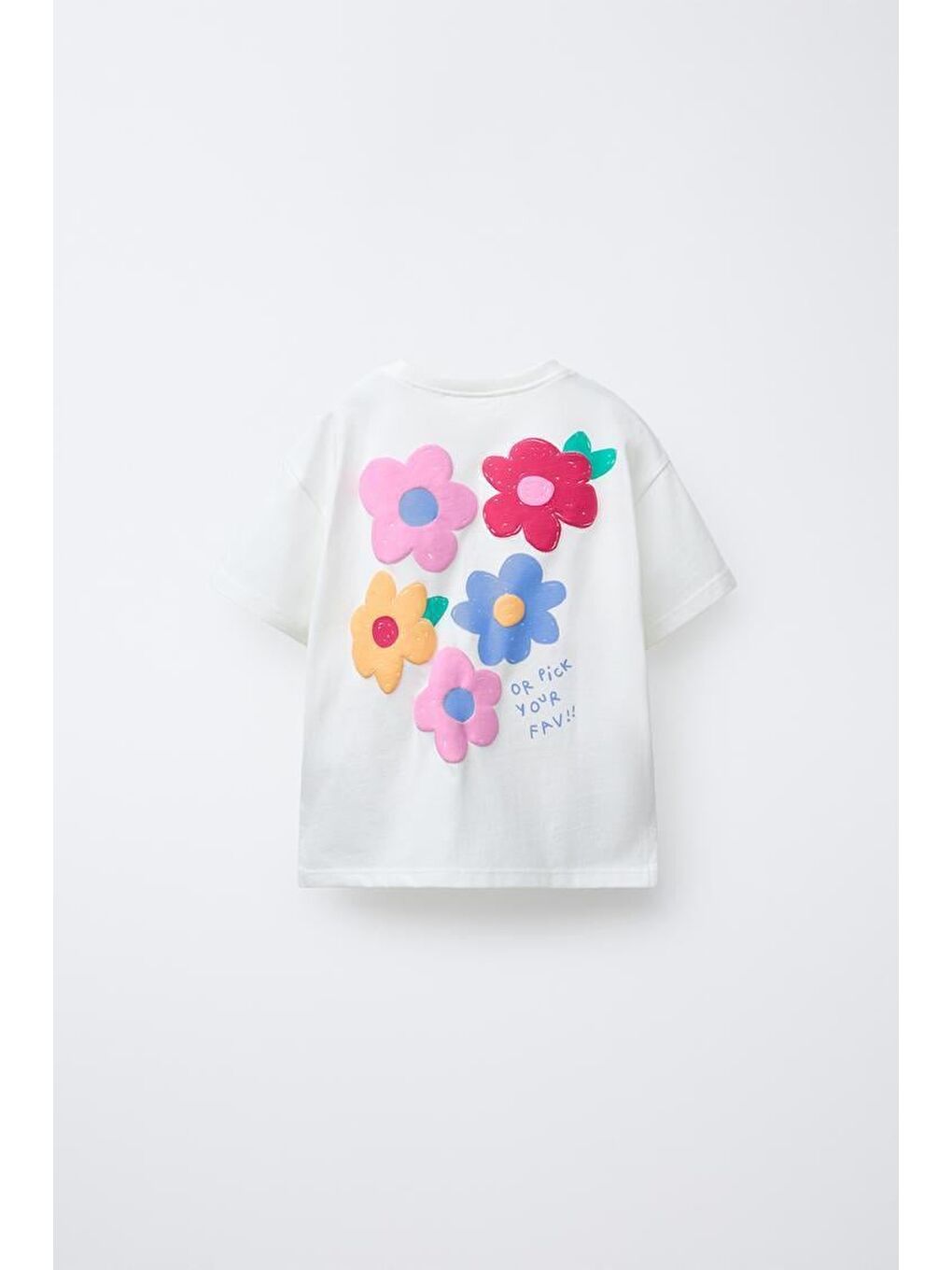 Kız Çocuk Pamuklu Beyaz Çiçek Nakışlı T-Shirt Çiçek Desenli Şort Takım - Yazlık Set-1