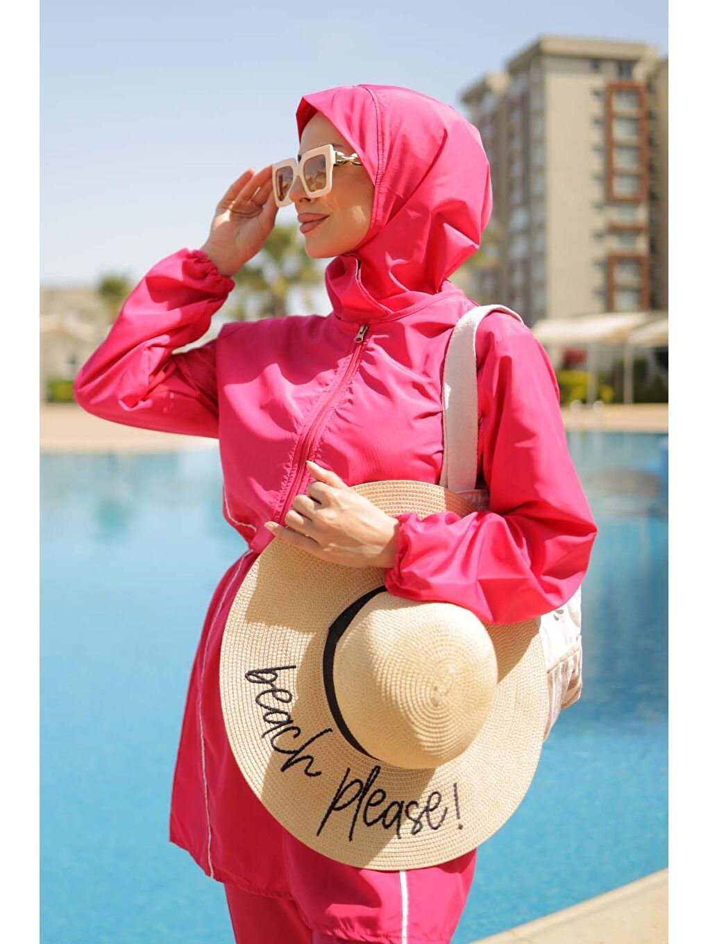 Fuşya Tesettür Mayo Takımı Fusya - 27096-1