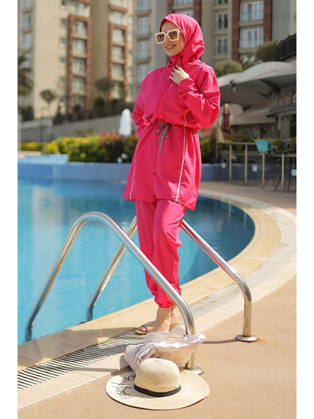 Fuşya Tesettür Mayo Takımı Fusya - 27096-2