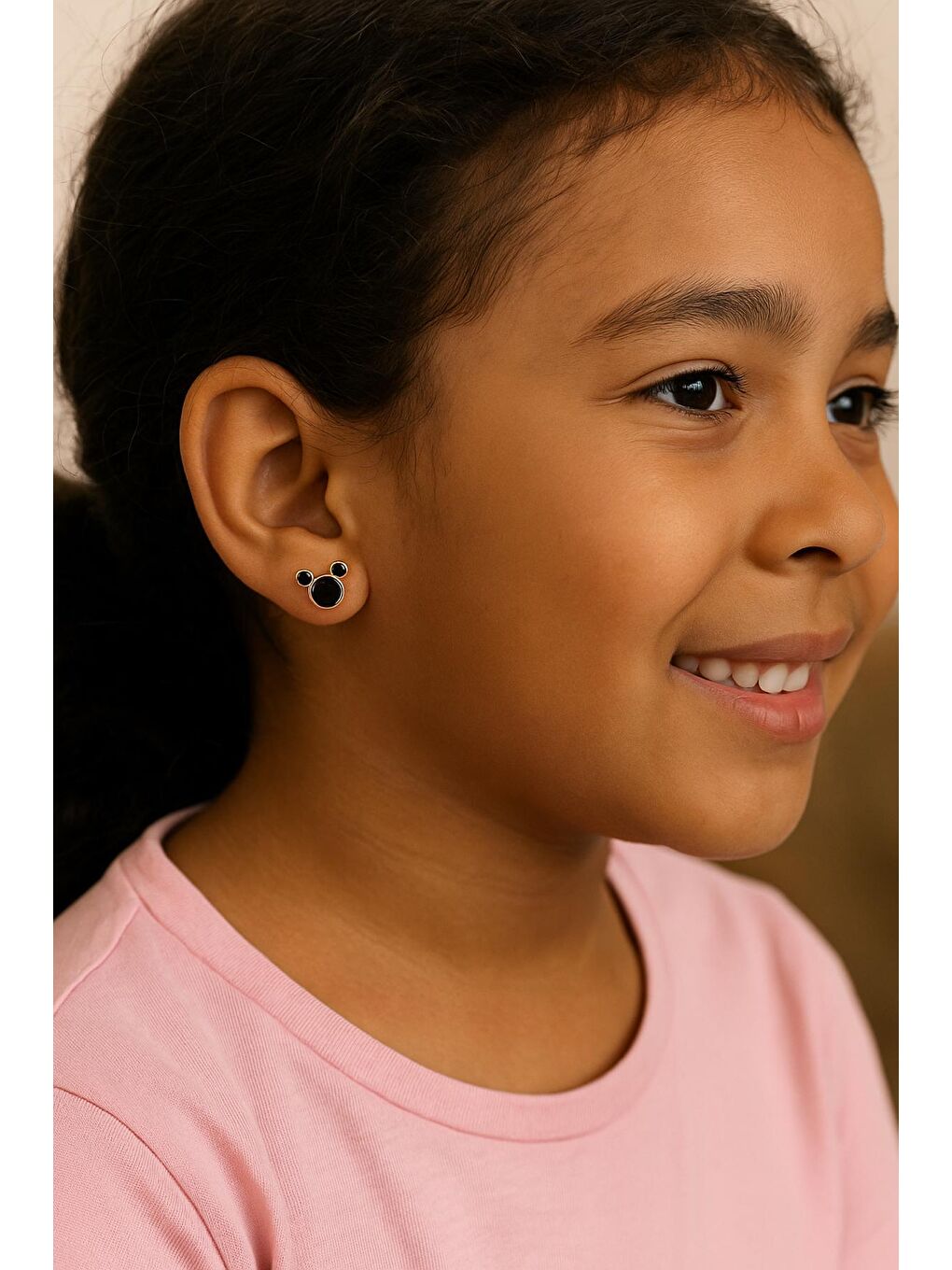 Sarı Miki Kulak Çocuk Çelik Cici Küpe-1