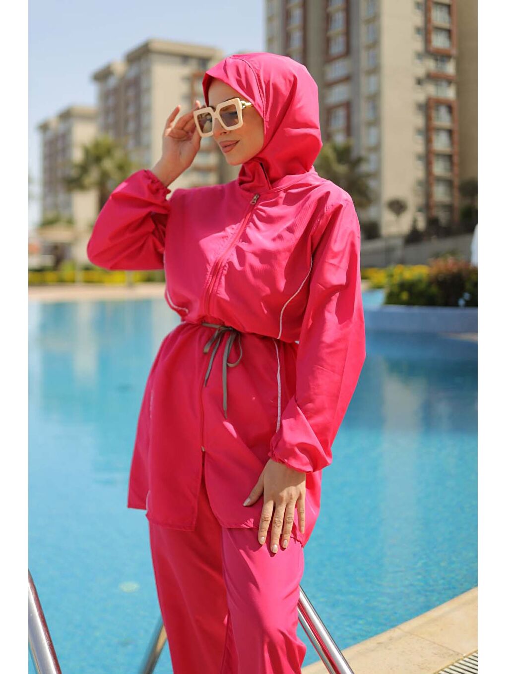 Fuşya Tesettür Mayo Takımı Fusya - 27096-4