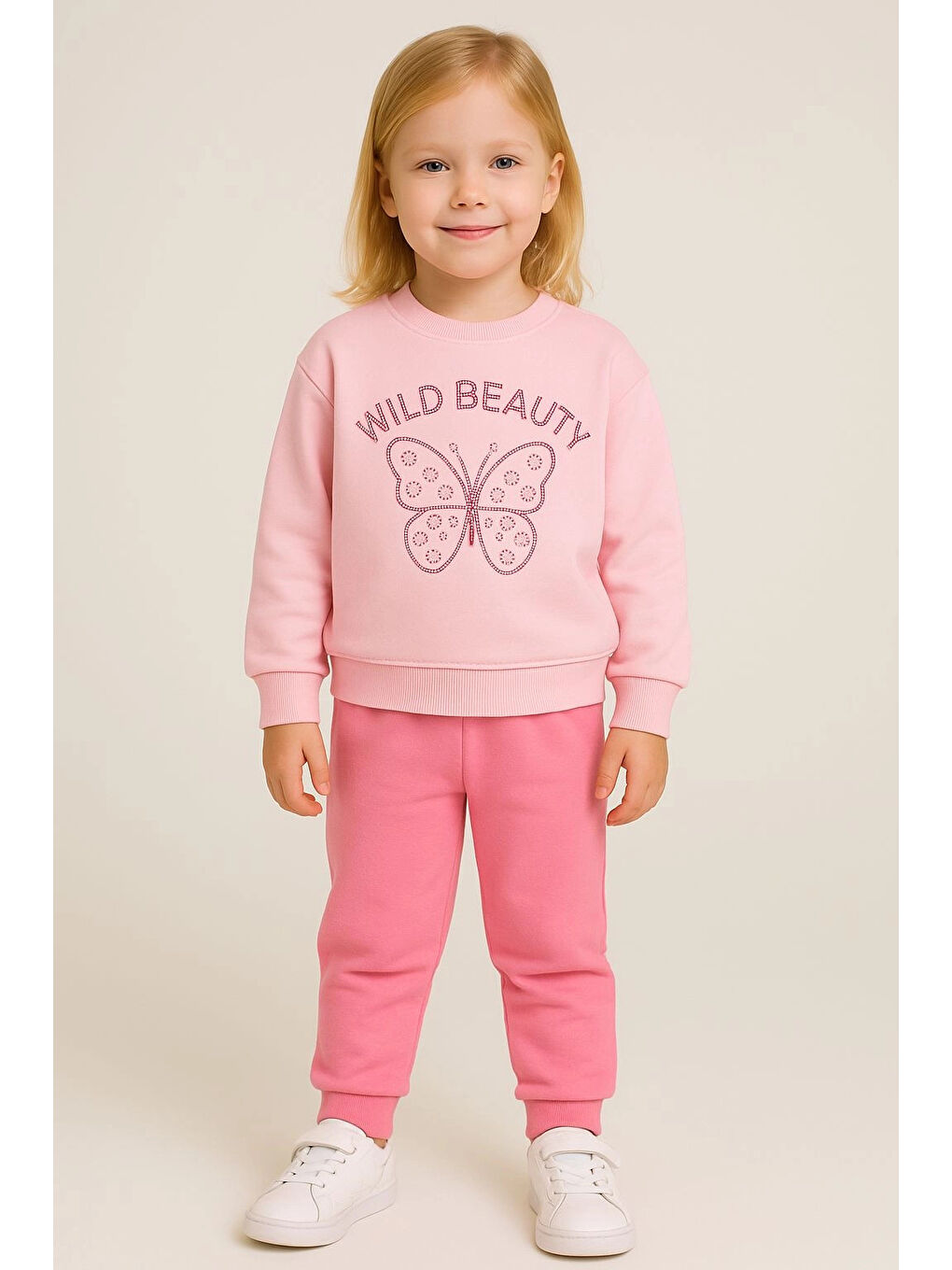 Pembe Taşlı Wild Baskılı Kız Bebek Takım 20157