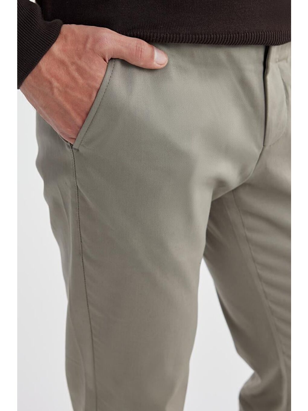 Bej Vizon Comfort Fit Yan Cep Kanvas Pantolon-2