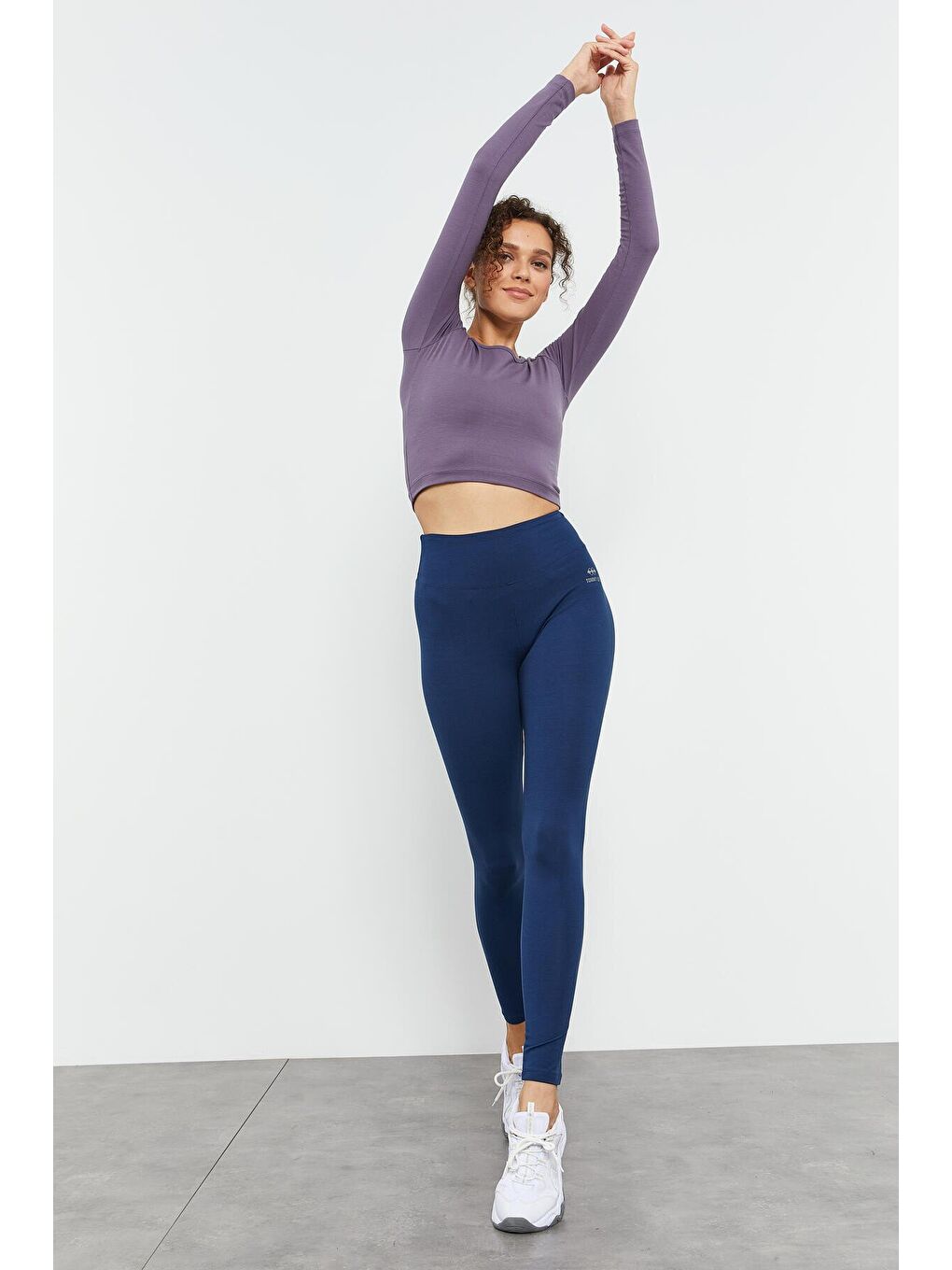 Antrasit Slim Fit 2li Paket İndigo-Gri Melanj Kadın Kapri Tayt - 94011-1