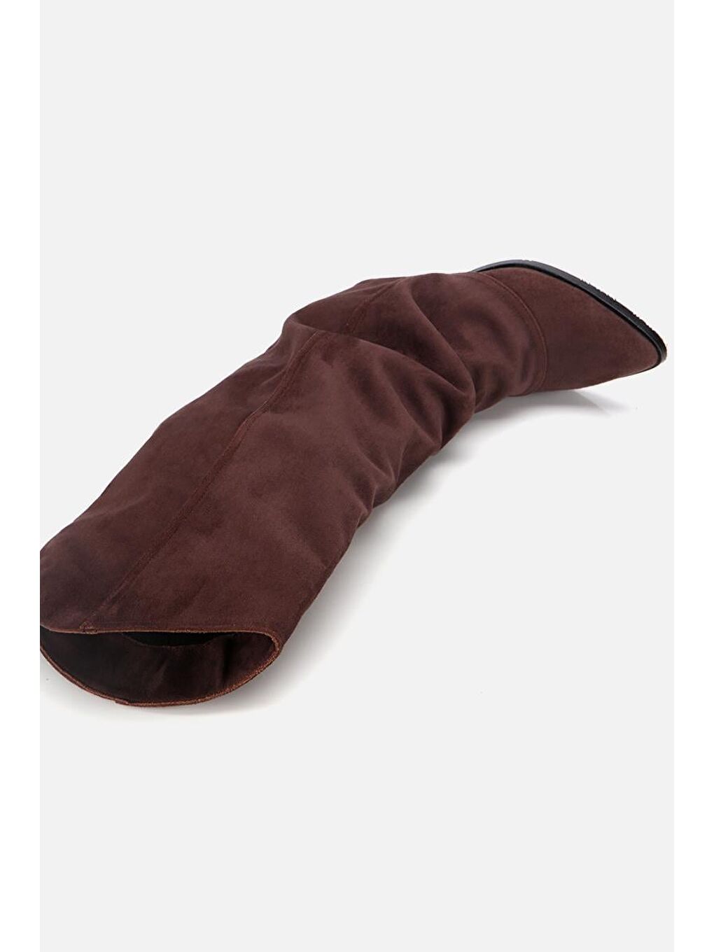 Kadın Süet Kahverengi Dikiş Detaylı Western Kalın Topuklu Çizme-5