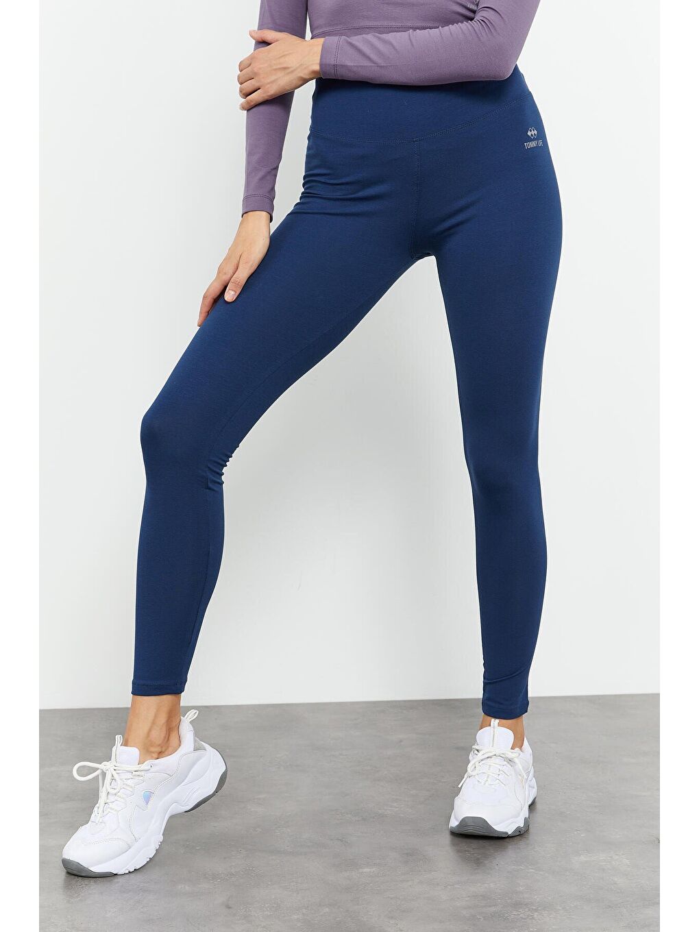 Antrasit Slim Fit 2li Paket İndigo-Gri Melanj Kadın Kapri Tayt - 94011-3