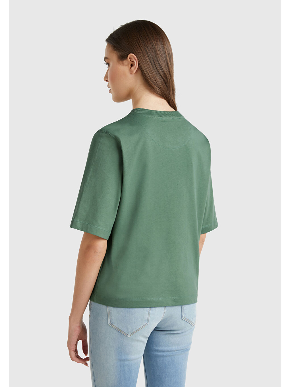 Kadın Açık Yeşil  100 Pamuk Boxy Fit T Shirt-2