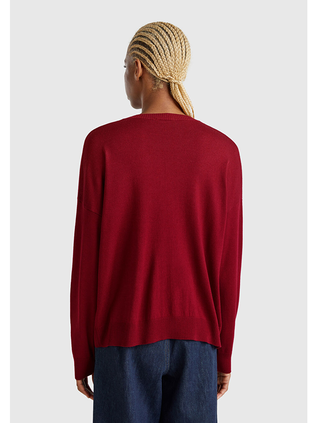 Kadın Bordo Viskoz Karışımlı Çiçek Desenli Kazak-2