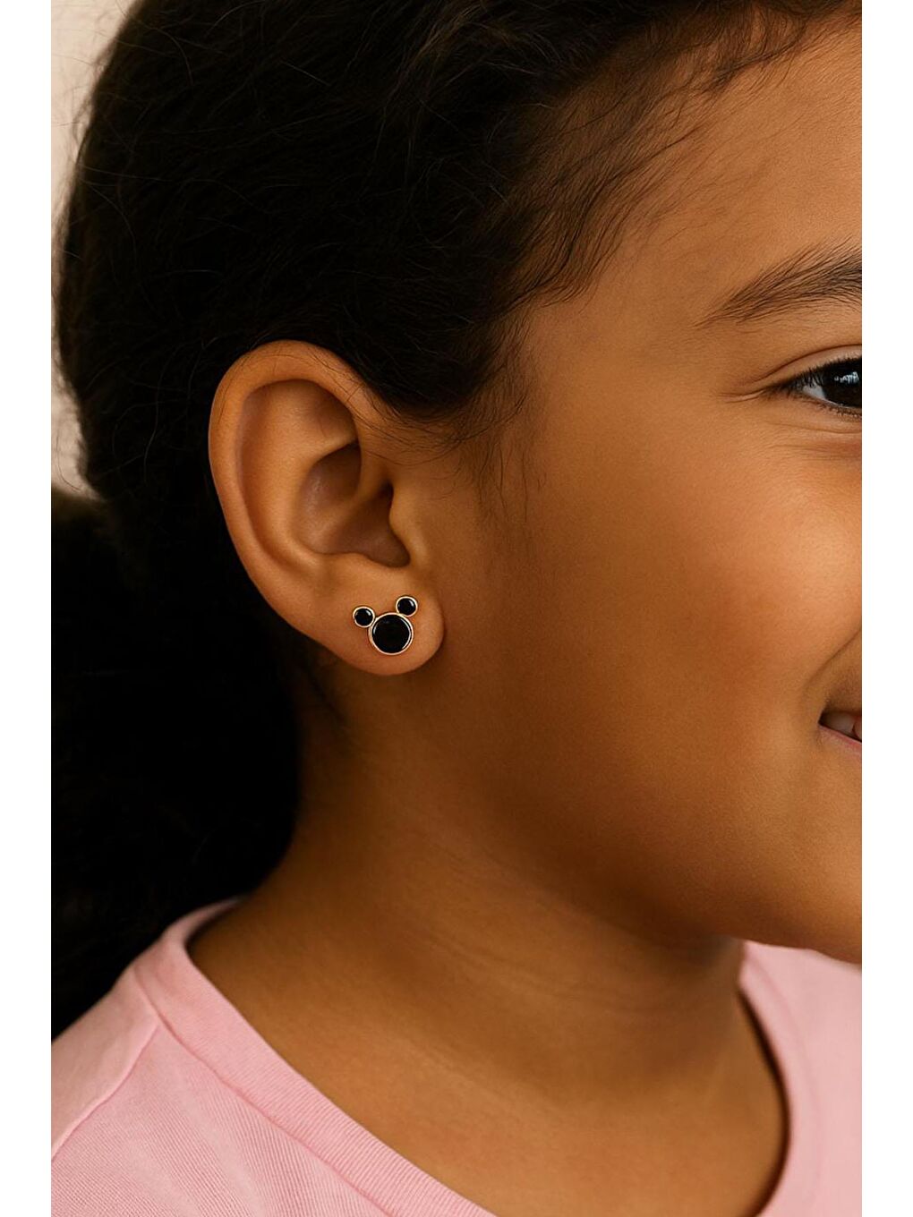 Sarı Miki Kulak Çocuk Çelik Cici Küpe-6