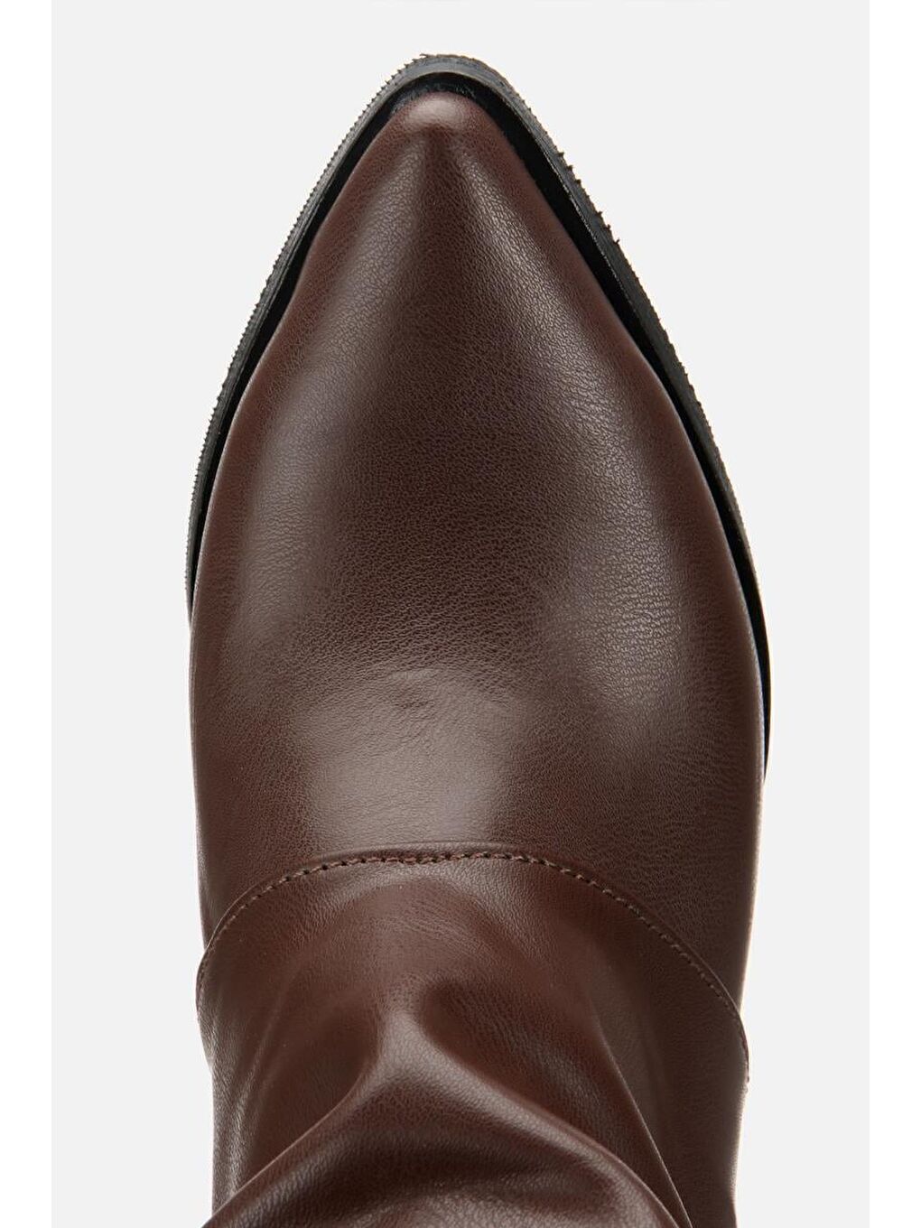 Kadın Kahverengi Tokalı Diz Altı Kalın Topuklu Çizme-5