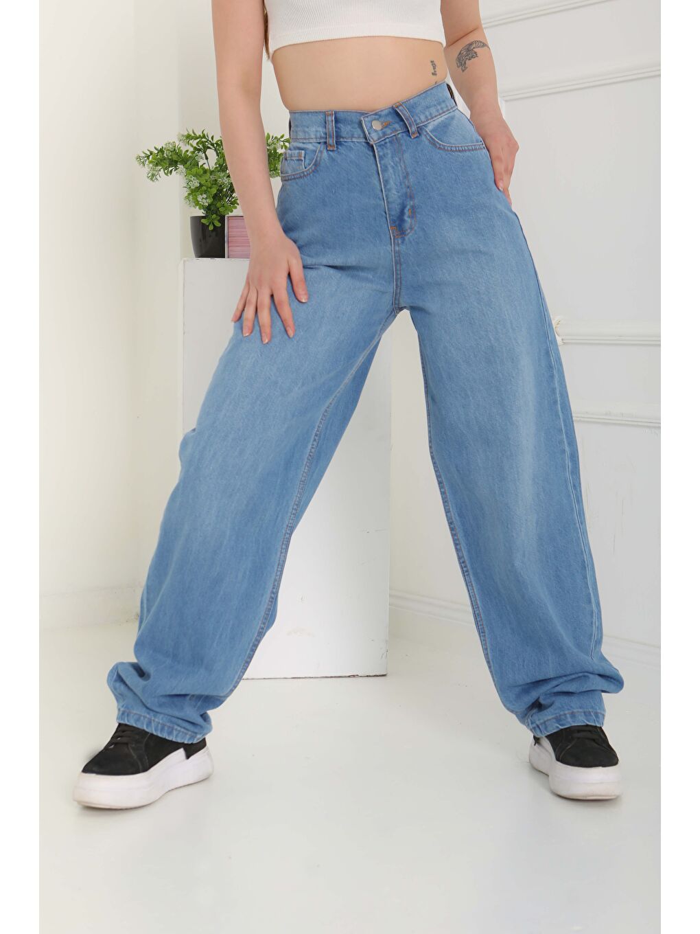 Baggy Jean Pantolon Acik Mavi   27097