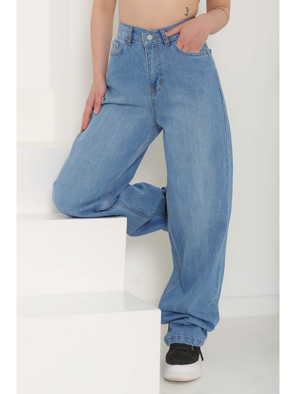 Baggy Jean Pantolon Acik Mavi   27097-1