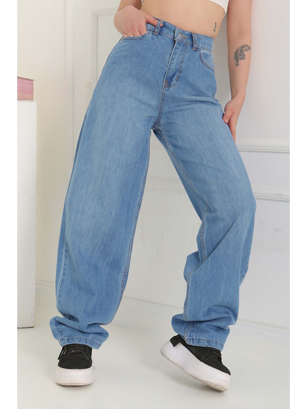 Baggy Jean Pantolon Acik Mavi   27097-2