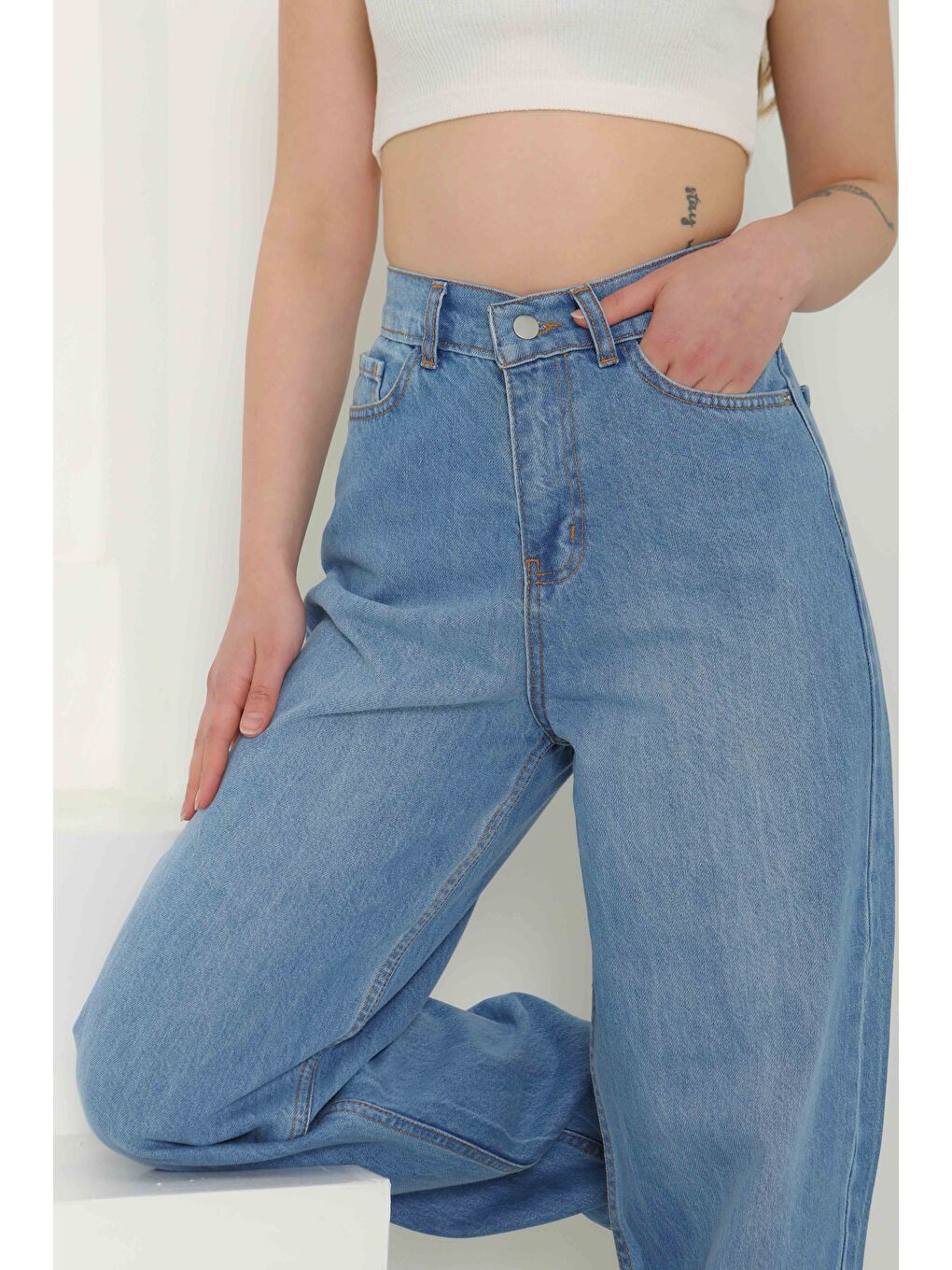Baggy Jean Pantolon Acik Mavi   27097-3