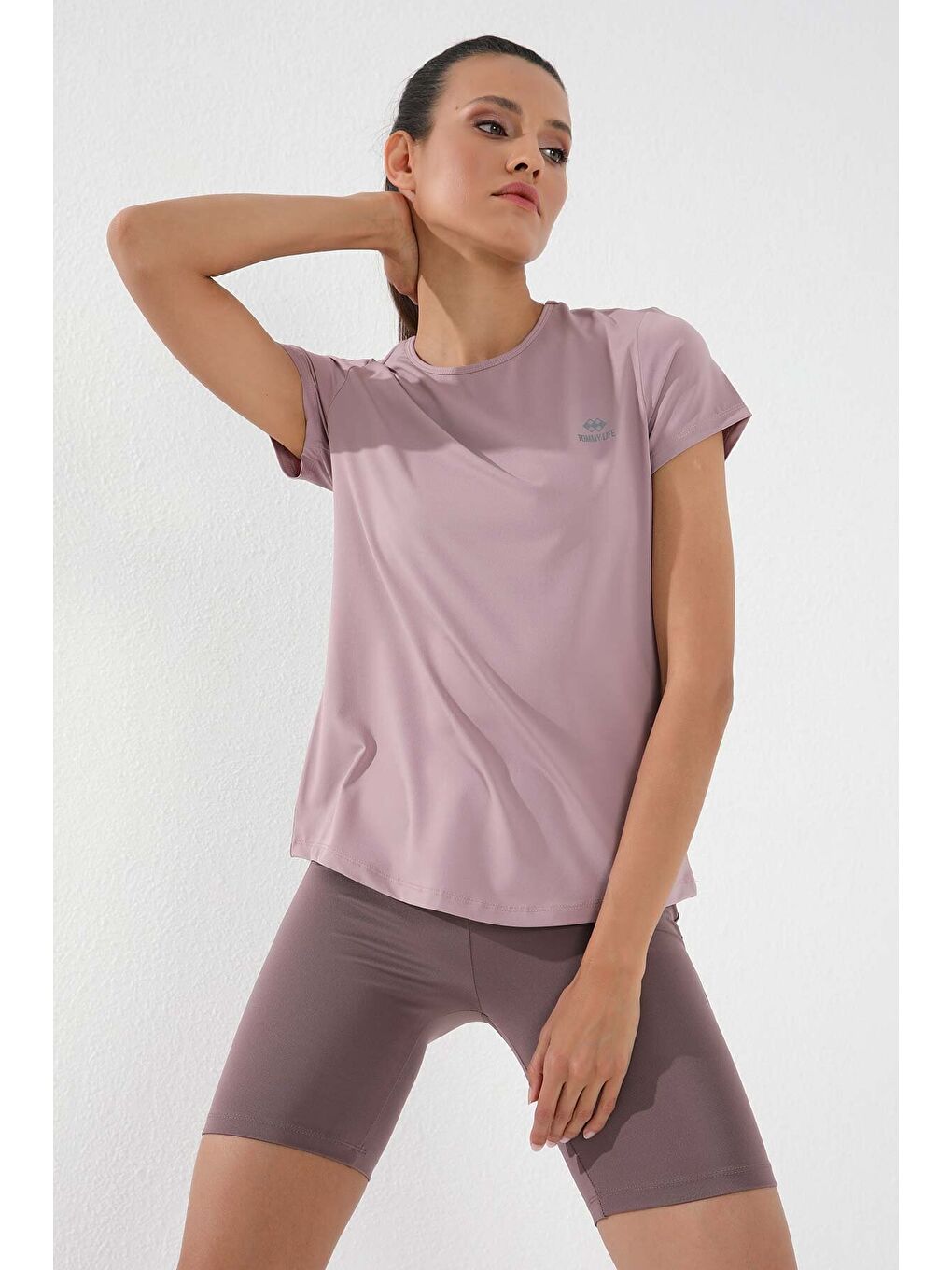 Mor Standart Kalıp O Yaka 2li Paket Gül Kurusu-Limon Kadın T-Shirt - 97144-1