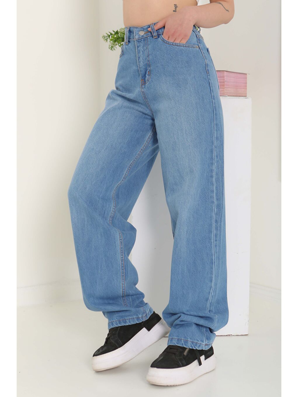 Baggy Jean Pantolon Acik Mavi   27097-4