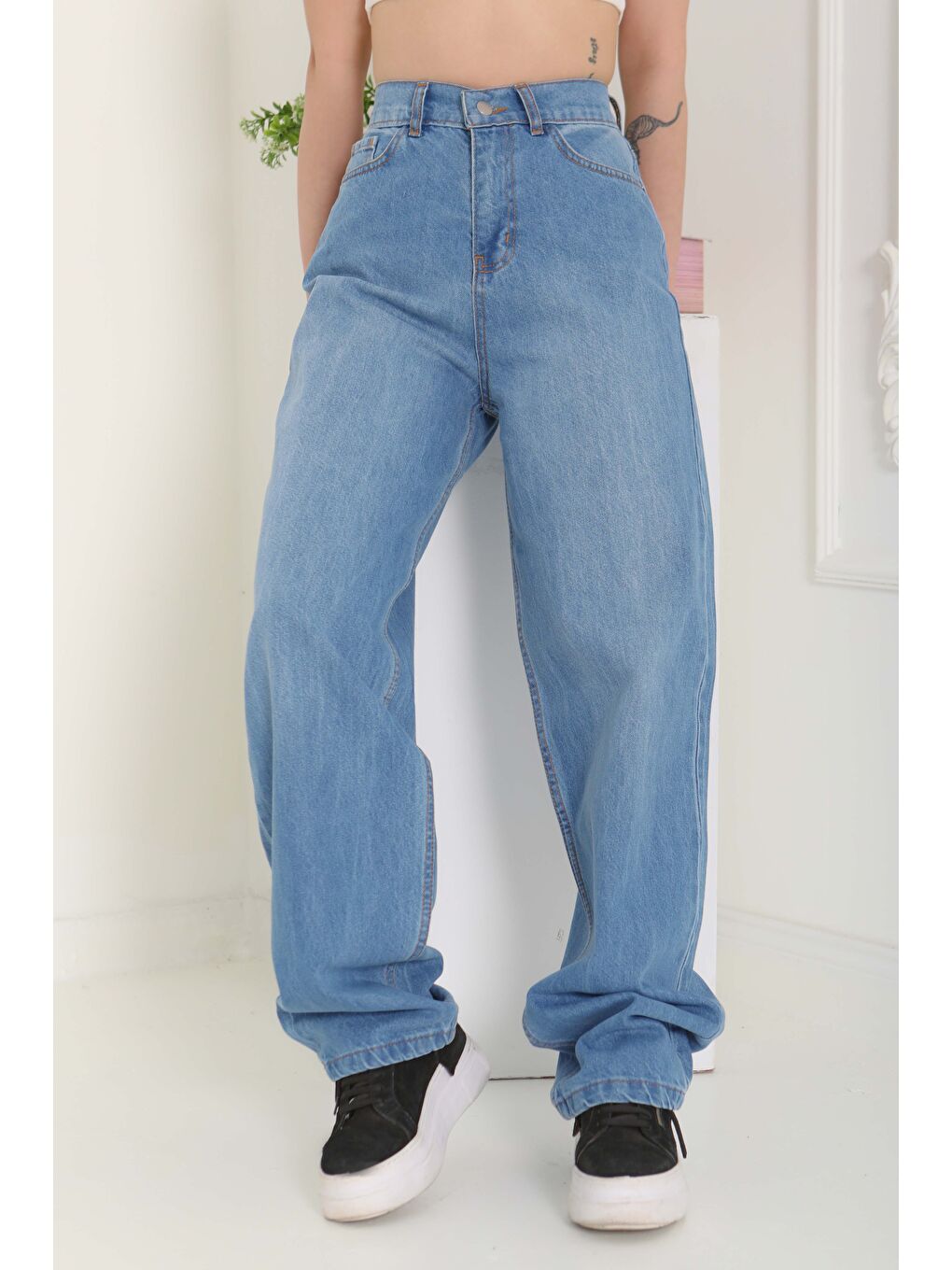 Baggy Jean Pantolon Acik Mavi   27097-5