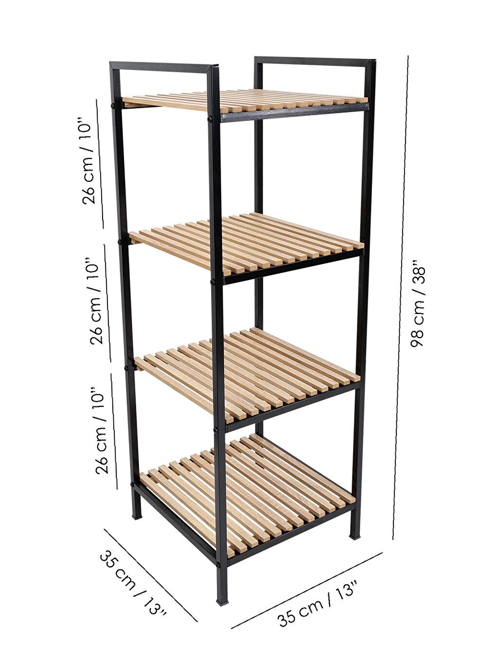 Siyah 4 Katlı Ahşap Banyo Rafı Banyo Düzenleyici Havluluk Organizer Çok Amaçlı Dolap Banyo Dolabı-5