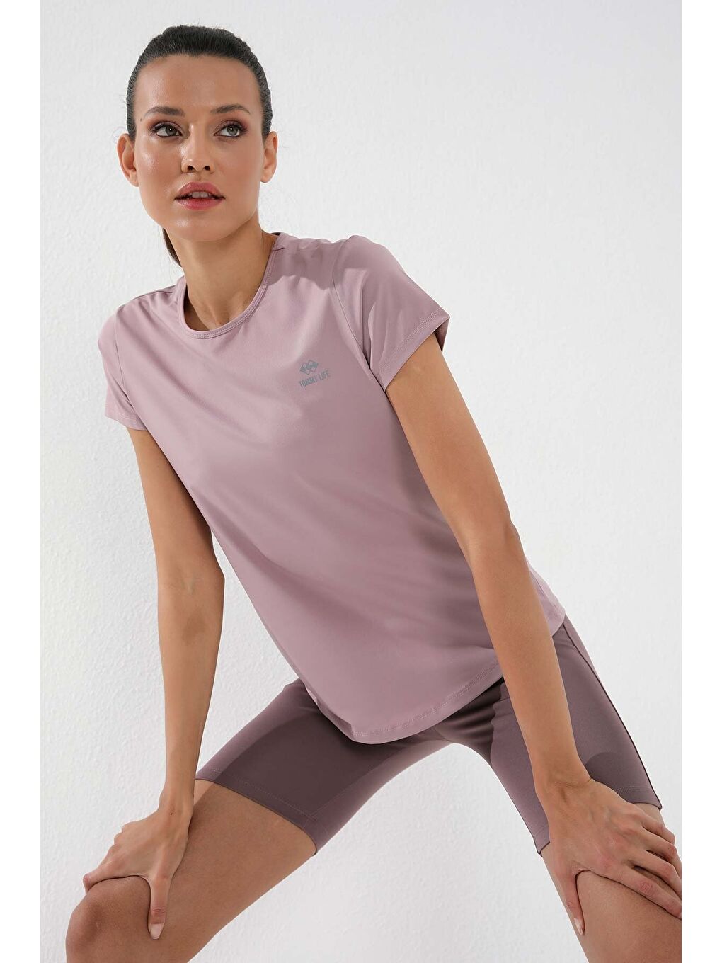 Mor Standart Kalıp O Yaka 2li Paket Gül Kurusu-Limon Kadın T-Shirt - 97144-3