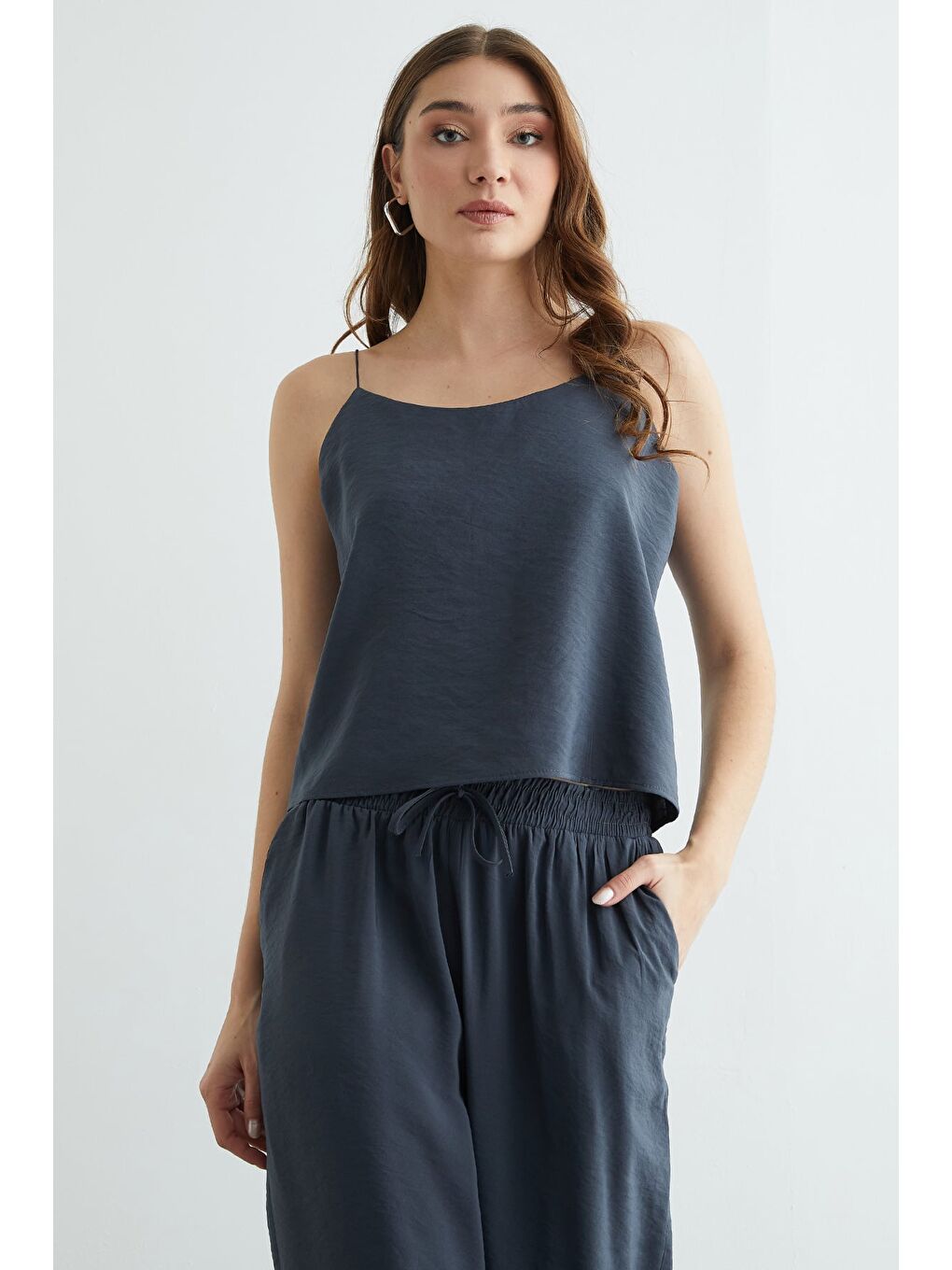 Antrasit Basic İp Askılı Beli Lastikli 2 Li Takım-1