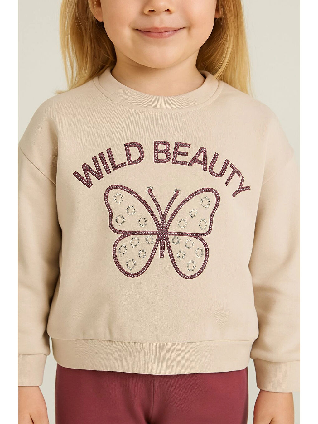 Bej Taşlı Wild Baskılı Kız Bebek Takım 20157-1