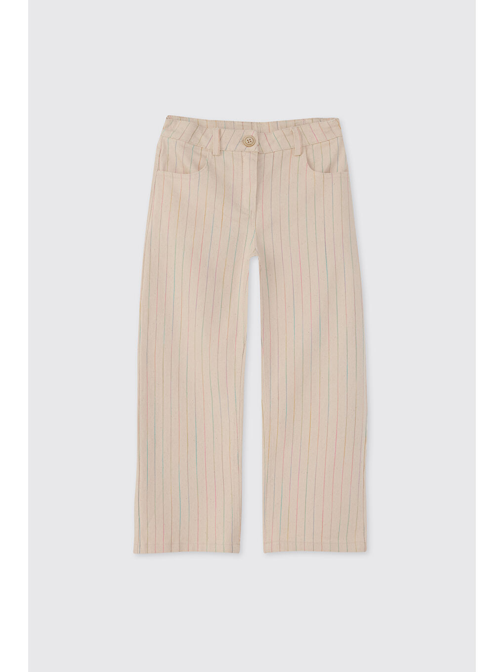 Kız Çocuk Çizgili Bej Pantolon