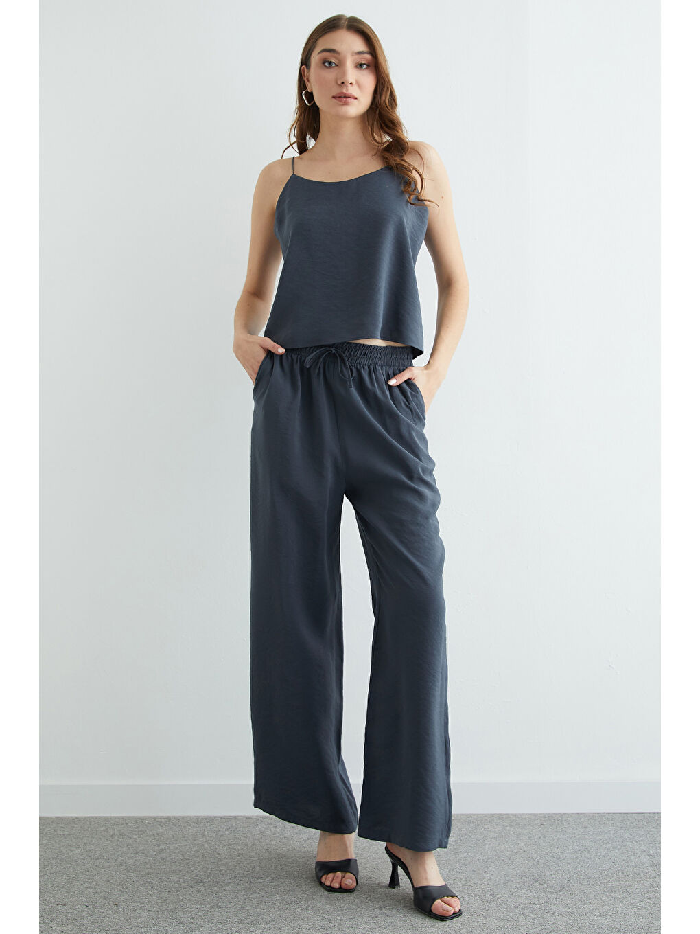 Antrasit Basic İp Askılı Beli Lastikli 2 Li Takım-2