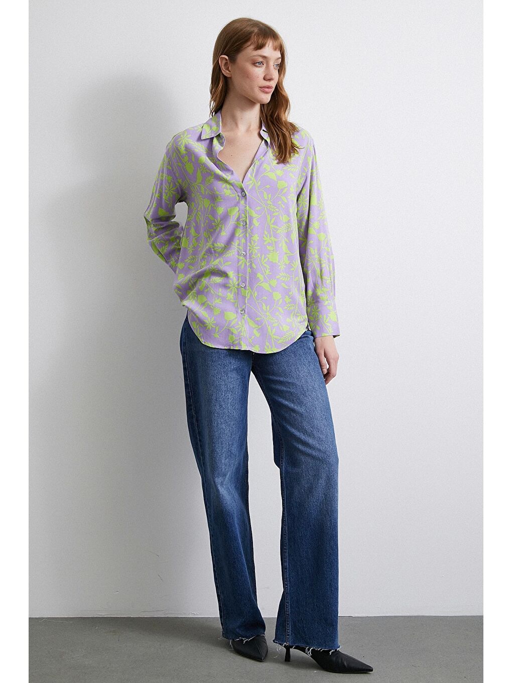 Orman Desenli Gömlek Mor-3