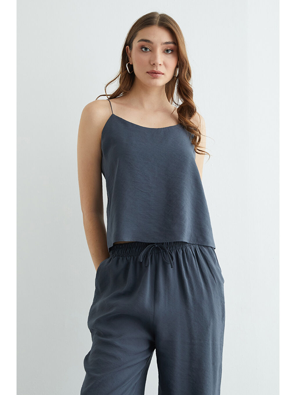 Antrasit Basic İp Askılı Beli Lastikli 2 Li Takım-3