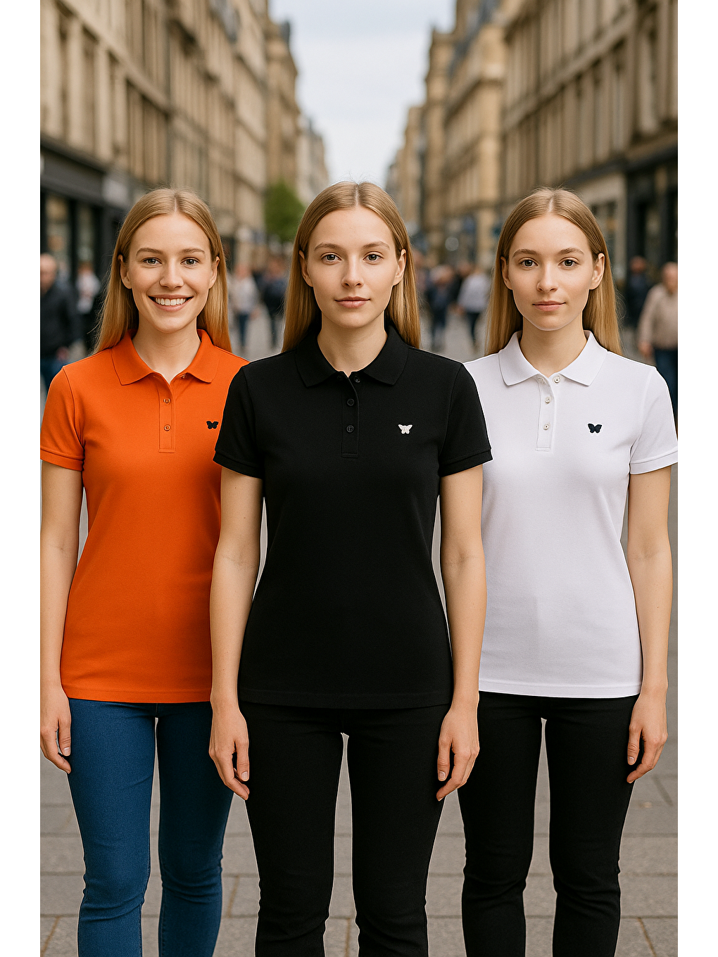 Siyah Kadın 3 Lü Paket Kısa Kollu Yazlık Polo Yaka Tişört