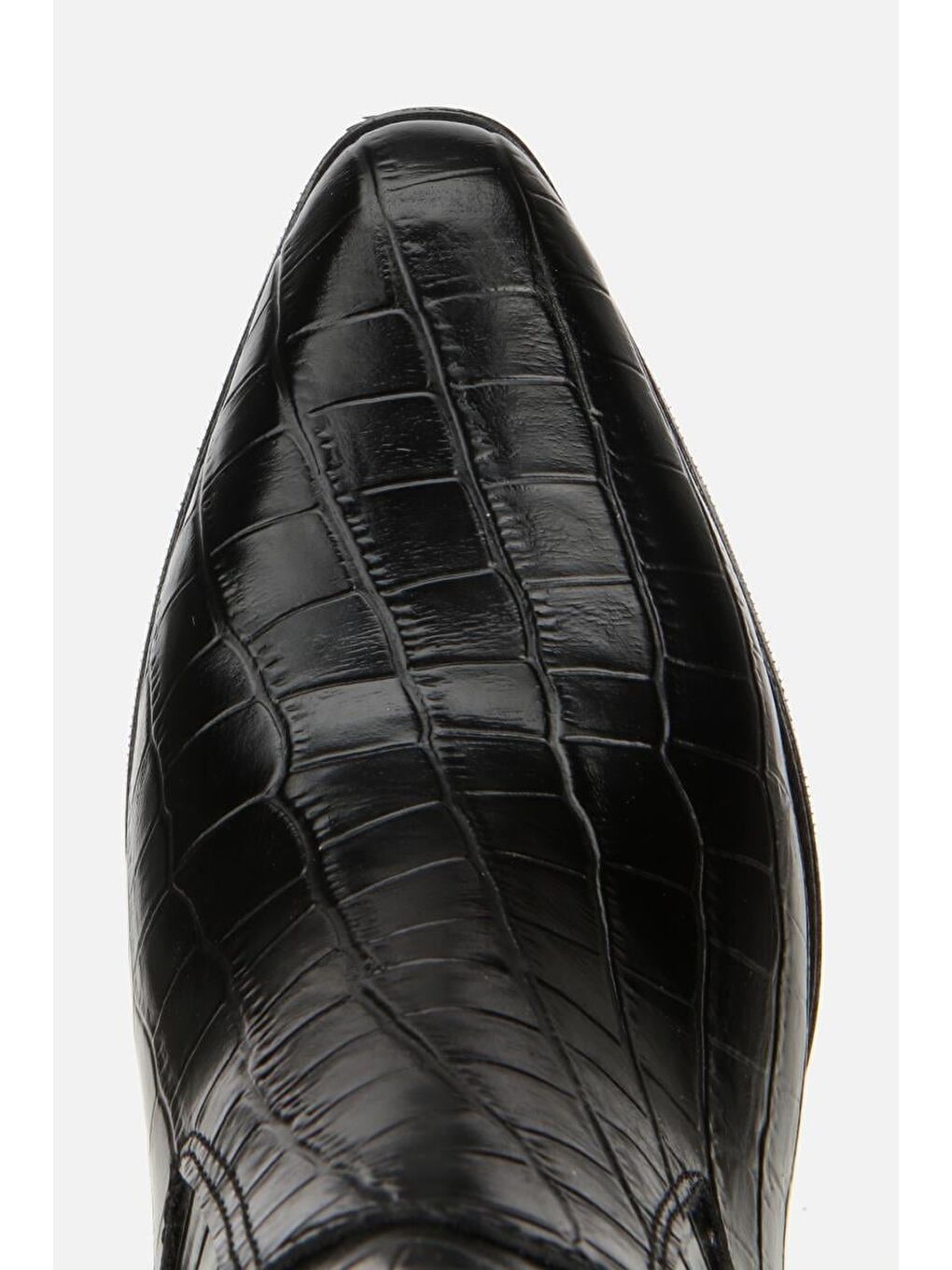 Kadın Siyah Kroko Desenli Kovboy Topuklu Çizme-4