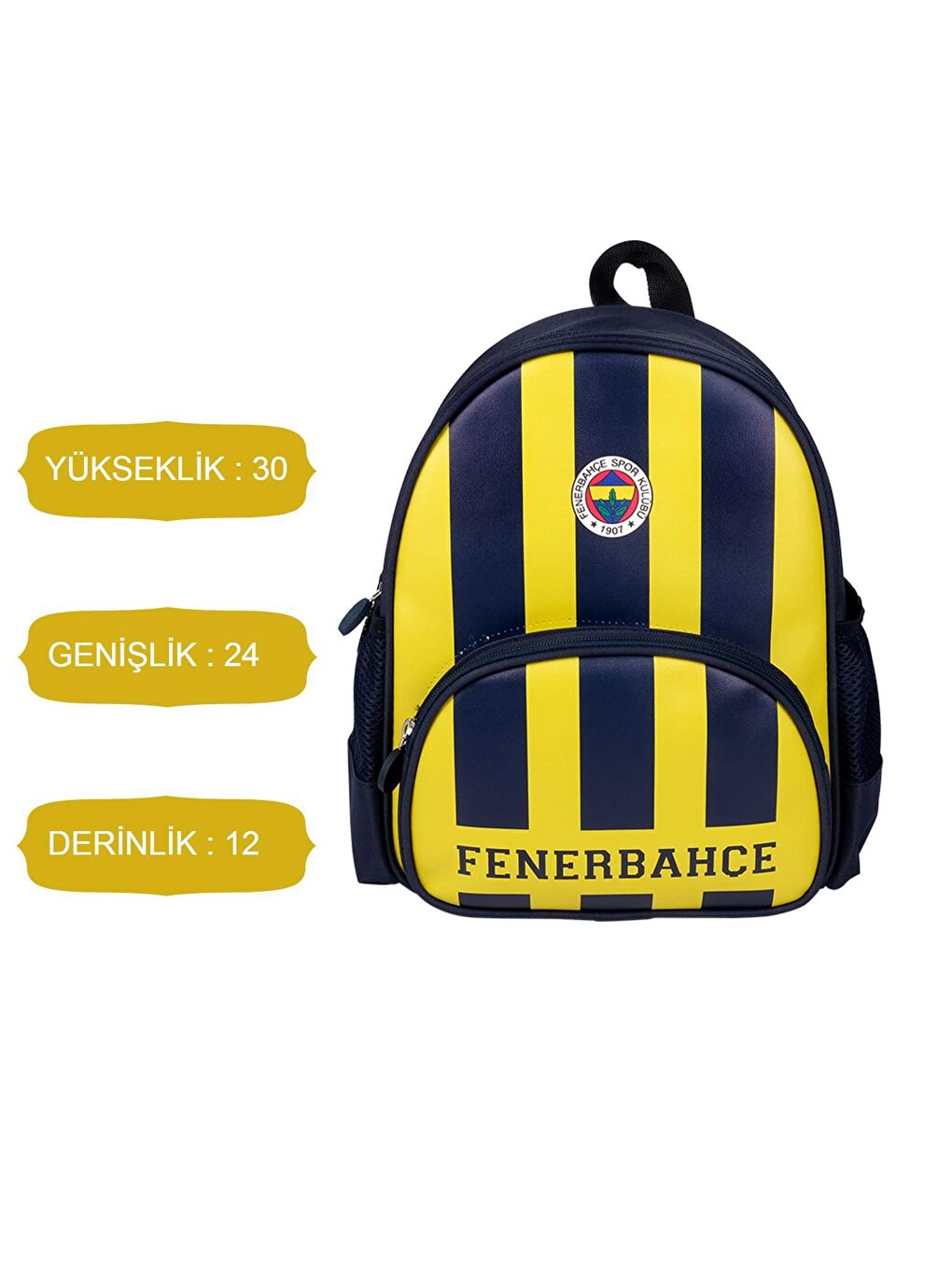 Fenerbahçe Sarı/Lacivert 2 Bölmeli Çubuklu Suni Deri Anaokulu Çantası (24784) - 1