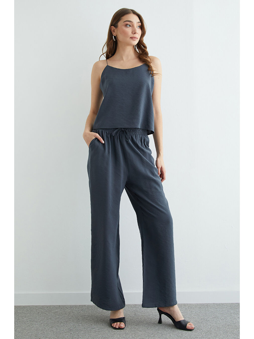 Antrasit Basic İp Askılı Beli Lastikli 2 Li Takım-4