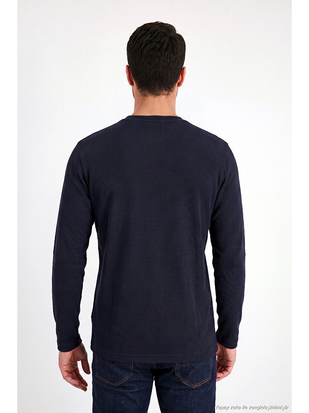 Lacivert Pamuk Karışımlı Relaxed Fit Bisiklet Yaka Sweat 5905837-6