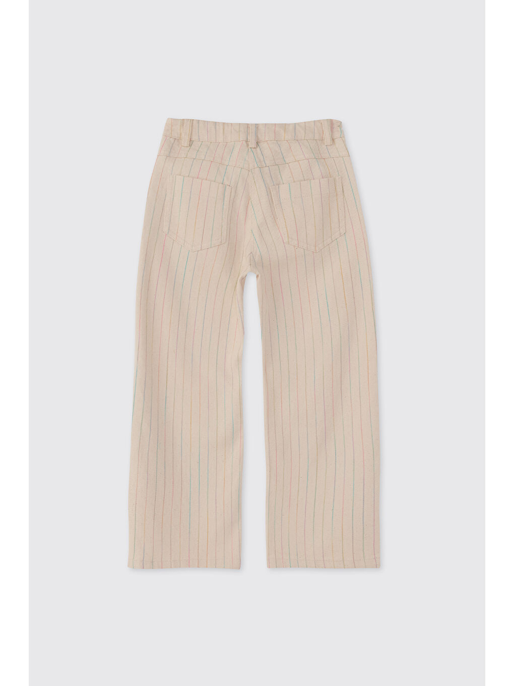 Kız Çocuk Çizgili Bej Pantolon-1