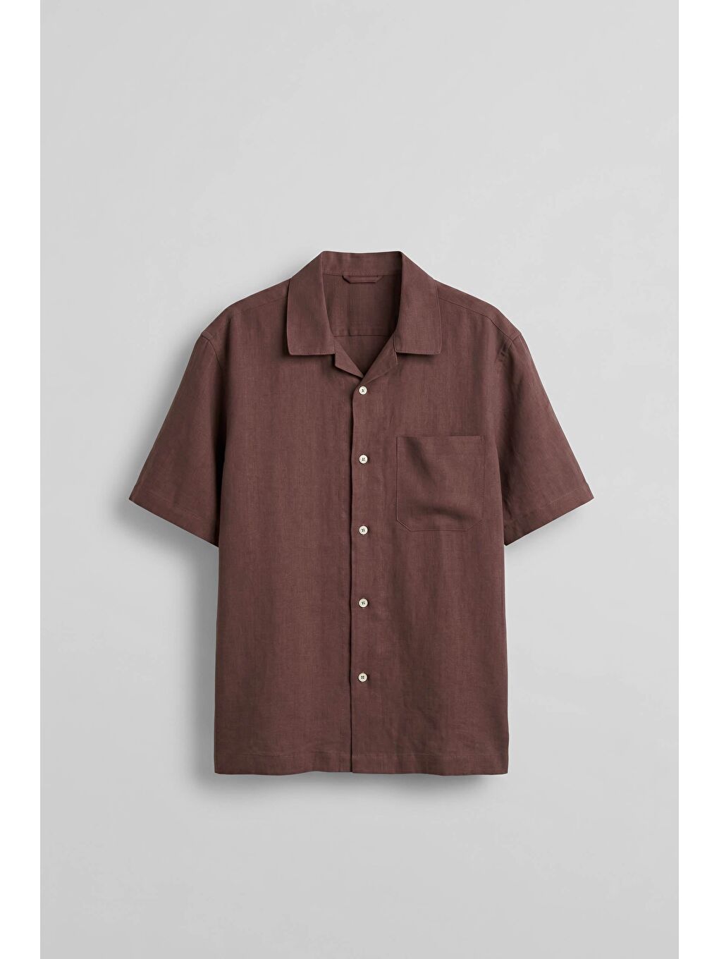 Erkek Relaxed Fit Kısa Kollu Cepli Lyocell Gömlek Bordo
