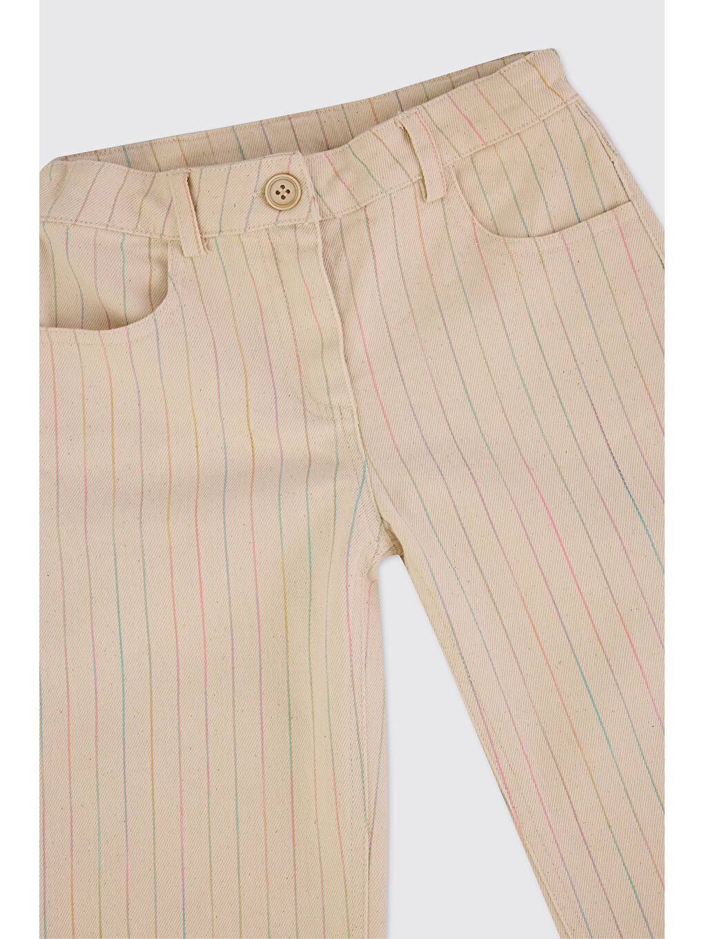 Kız Çocuk Çizgili Bej Pantolon-2