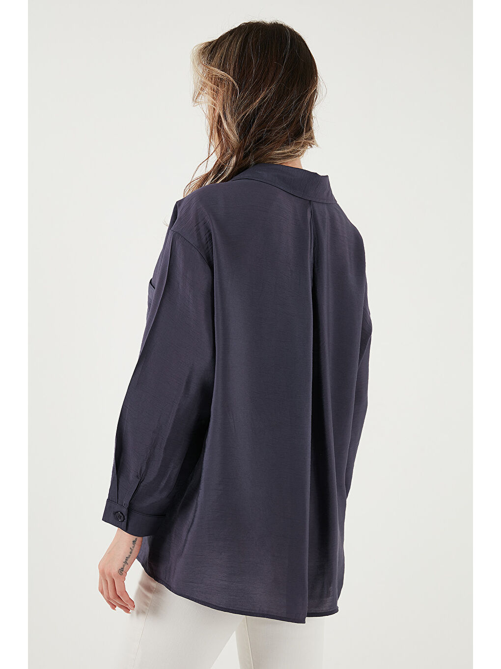 Antrasit Oversize Cep Detaylı Uzun Kollu Gömlek 25Y0571K1-3