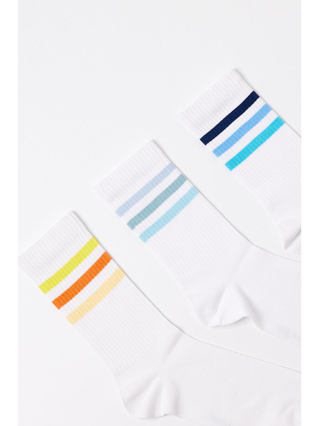 Karışık Çocuk 3 Lü Paket  Renkli Çizgili Soket Çorap Çok Renkli-1
