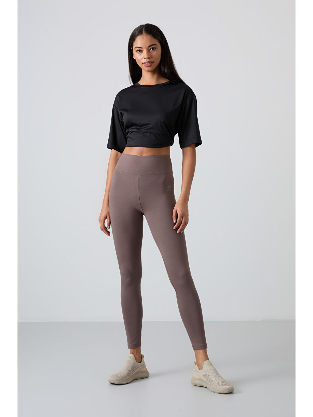 Slim Fit 2li Paket Kahverengi-Koyu Bej Kadın Kapri Tayt - 94011-1