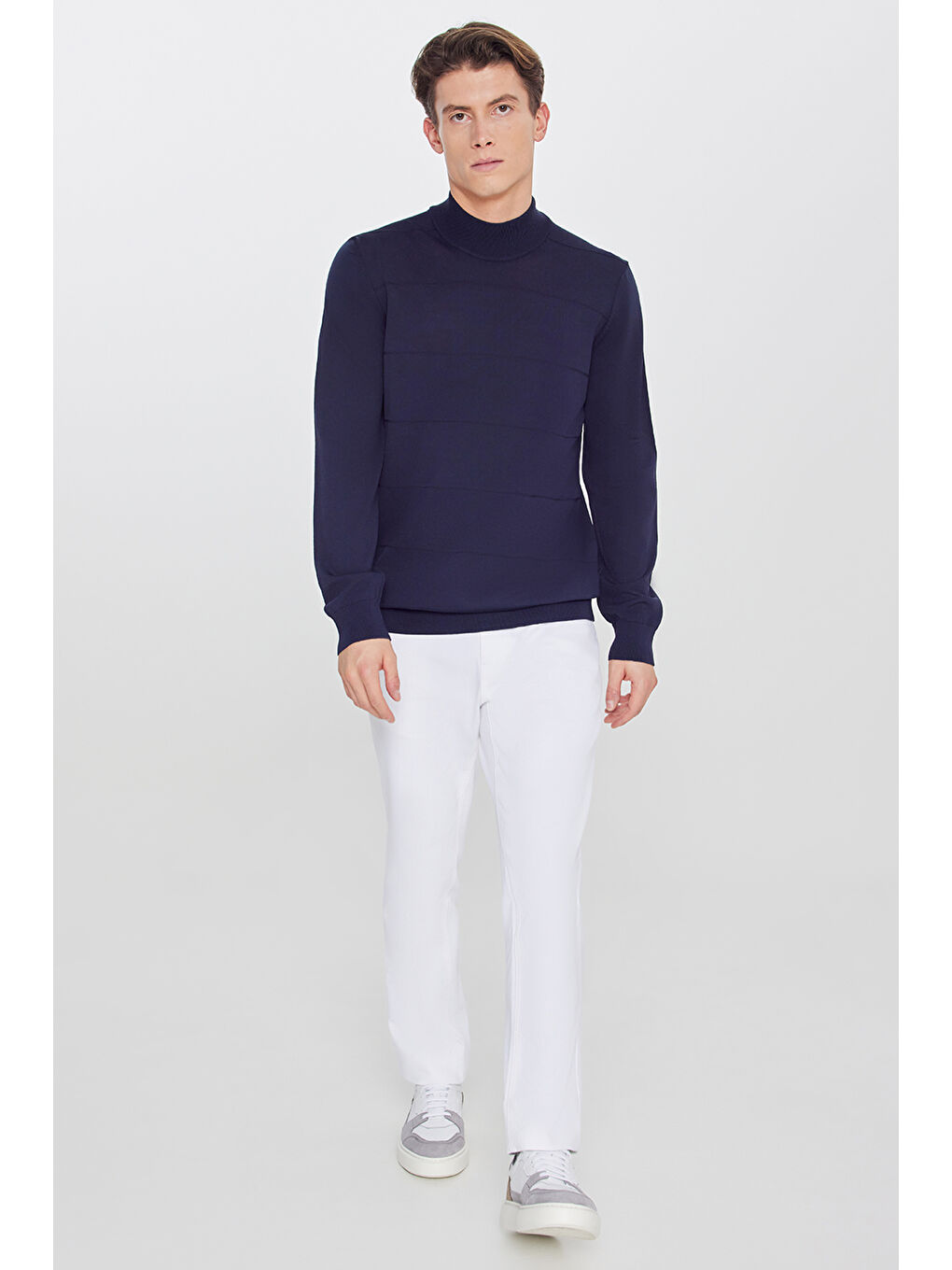 Erkek Lacivert Balıkçı Yaka Kazak-1