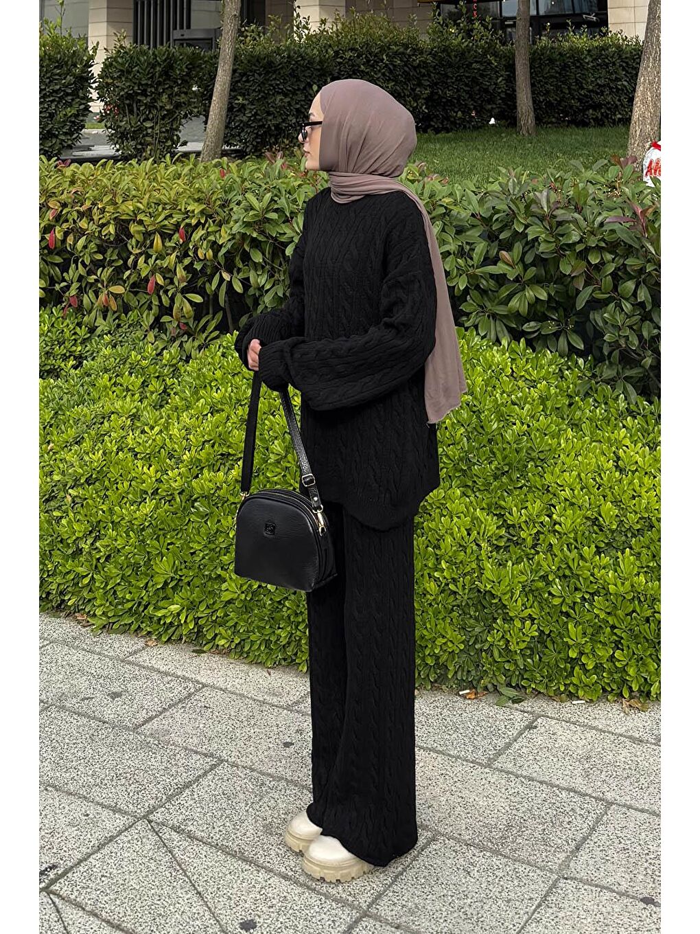 Örgülü Şardonlu Takım Siyah-1