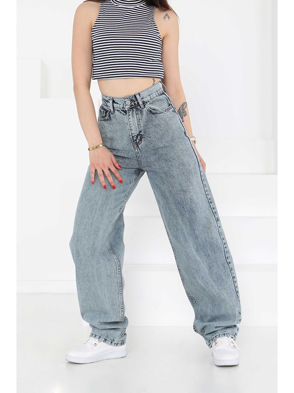 Baggy Jean Pantolon Buz Mavisi   27097