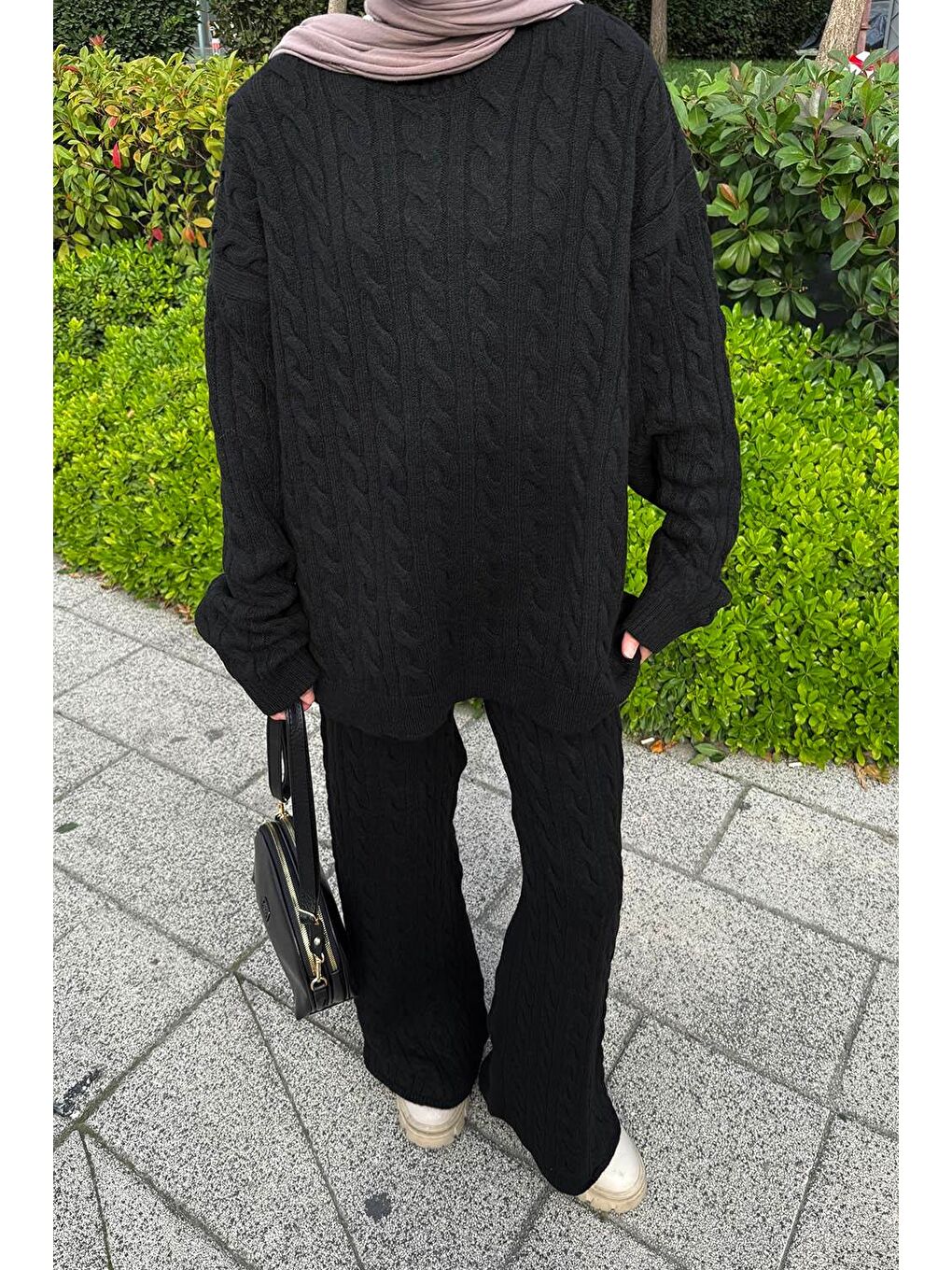 Örgülü Şardonlu Takım Siyah-2