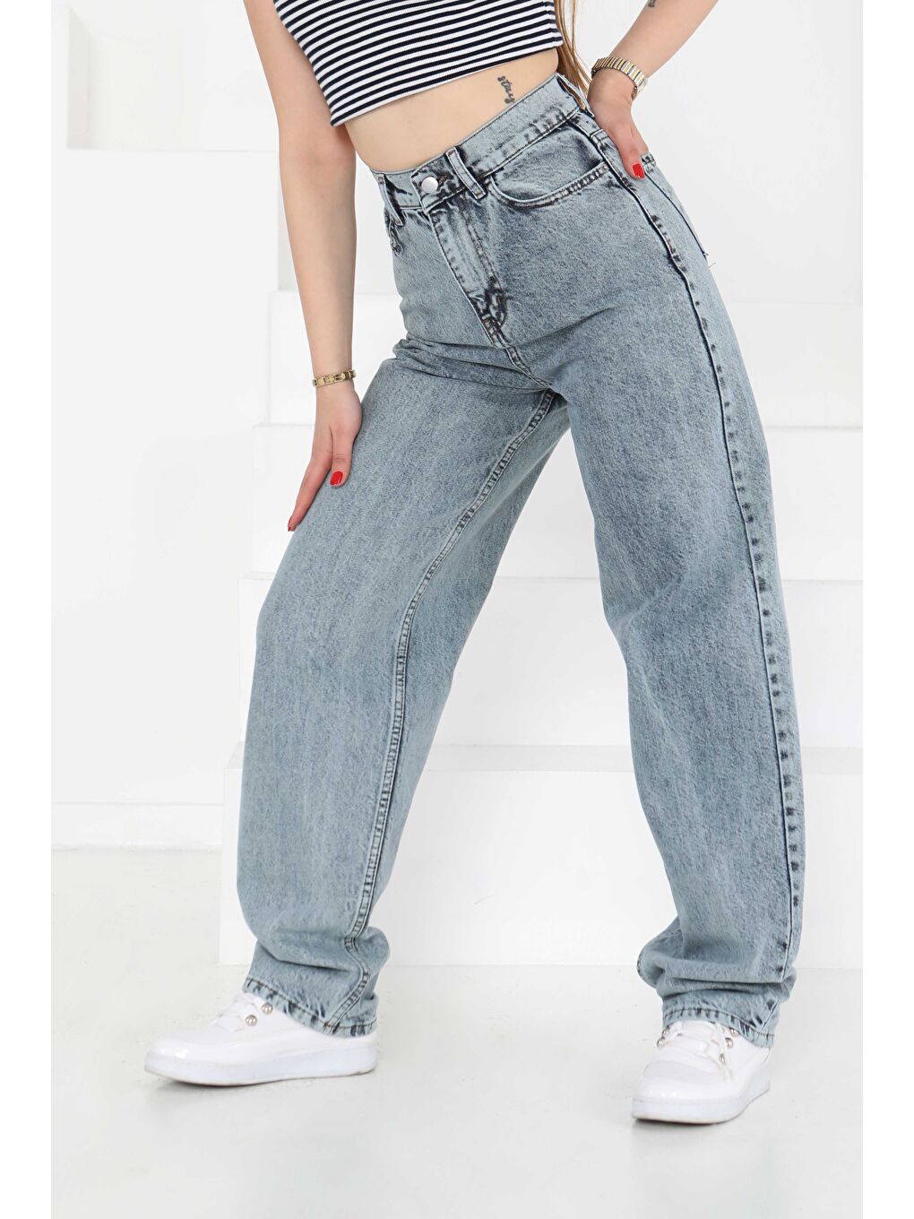 Baggy Jean Pantolon Buz Mavisi   27097-5