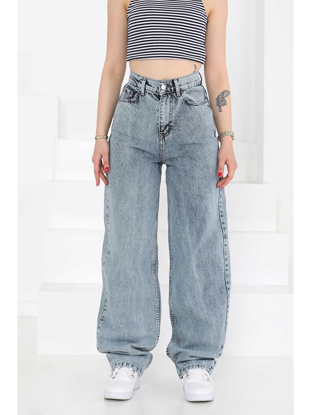 Baggy Jean Pantolon Buz Mavisi   27097-6