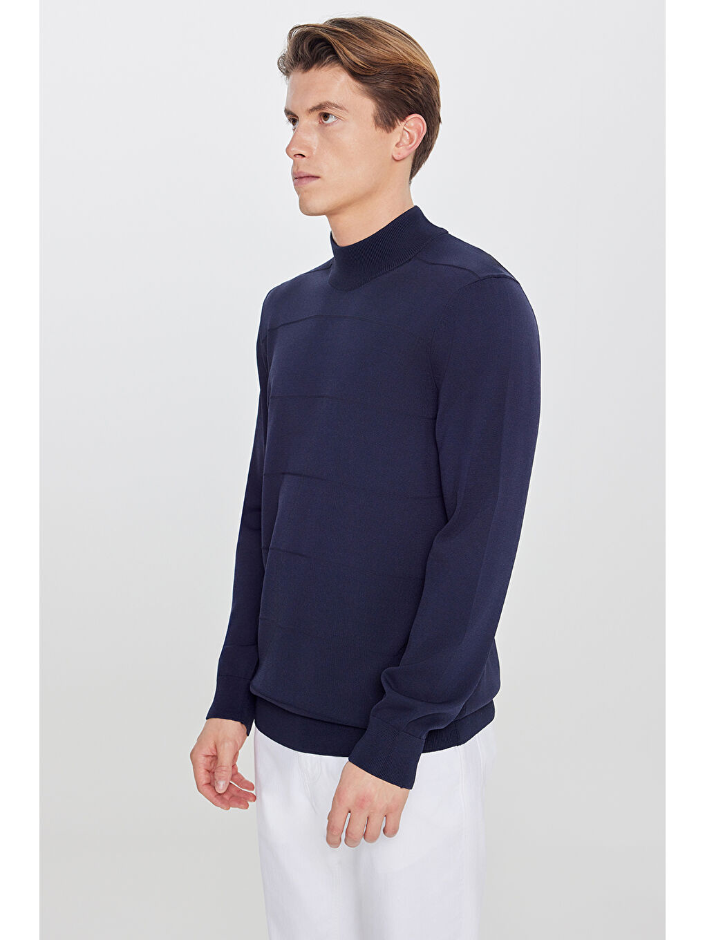 Erkek Lacivert Balıkçı Yaka Kazak-2