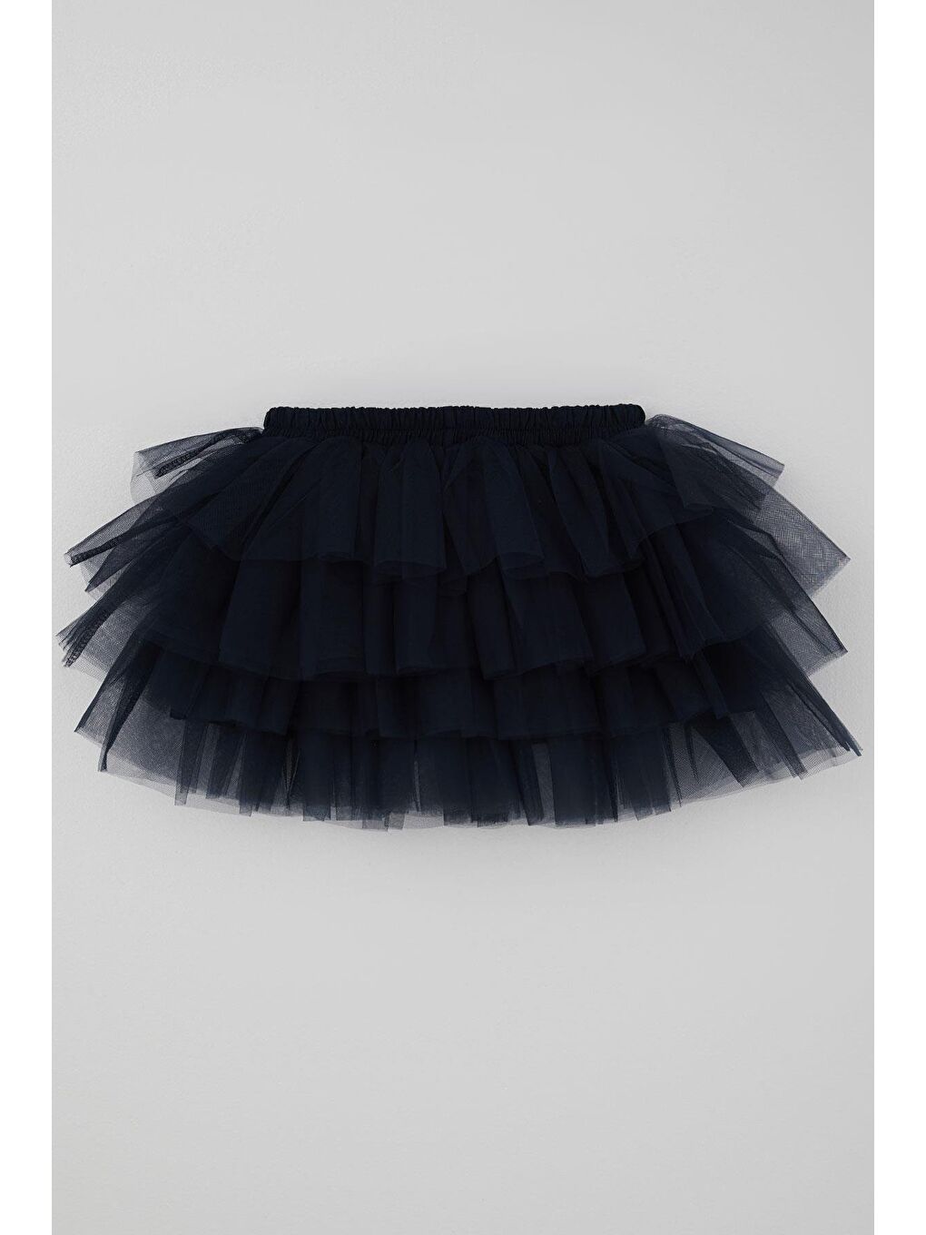 Kız Çocuk Tütü Etek Tül Detaylı Katlı Fiyonk Aksesuarlı Lacivert (4-8 Yaş)-1
