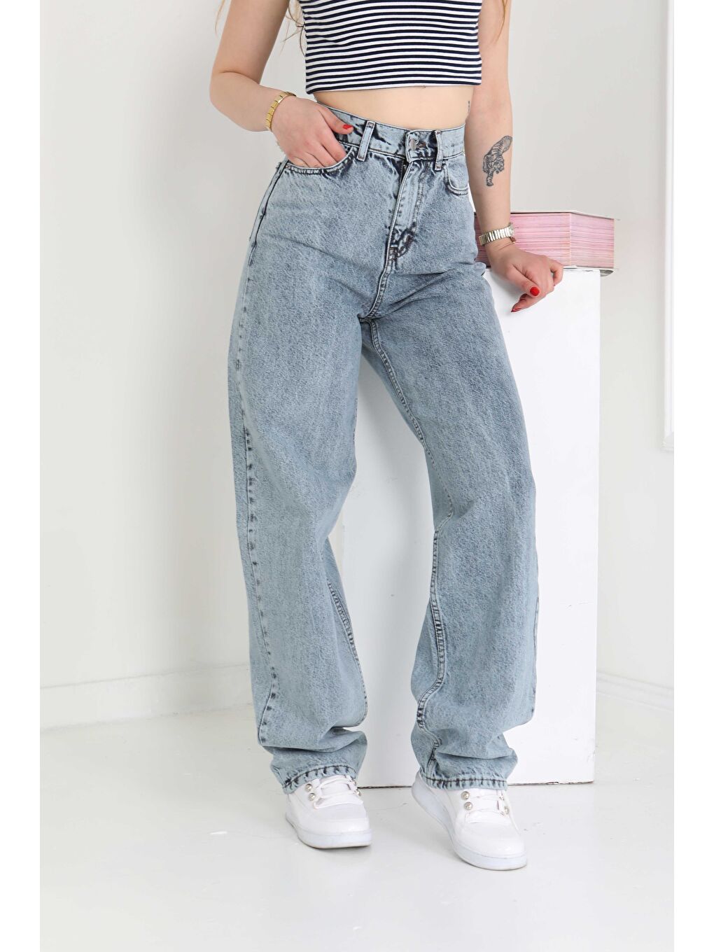 Baggy Jean Pantolon Buz Mavisi   27097-8